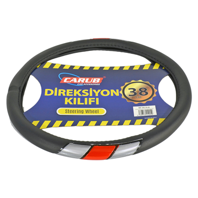 Carub Geçmeli Direksiyon Kılıfı Fosforlu Siyah (Sedef-Kırmızı) 38 cm BR1841945