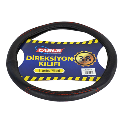 Carub Geçmeli Direksiyon Kılıfı Siyah (Kırmızı Dikişli) 38 cm BR1841930