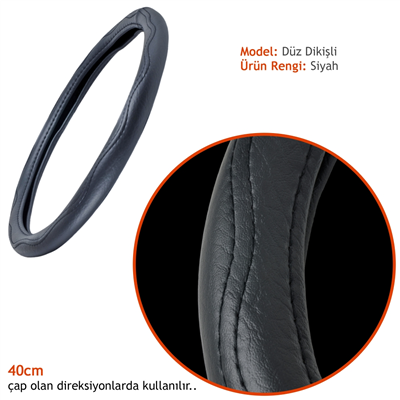 Carub Geçmeli Direksiyon Kılıfı Siyah 40 cm BR1841424