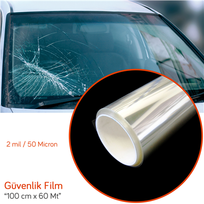 Carub Güvenlik Cam Filmi 100 cm x 60 mt Çizilmez 2 Mil/50 mic SF50CL BR1221101
