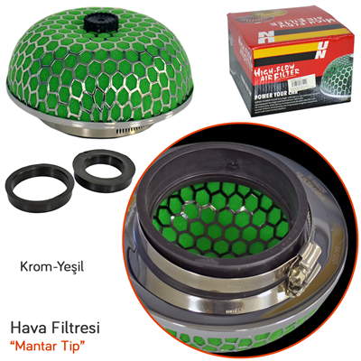 Carub Hava Filtresi Mantar Tuning Krom-Yeşil (Giriş 2 Aparatlı) BR4686320