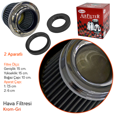 Carub Hava Filtresi Tuning Krom-Gri 15cmx15,5cm (Giriş 2 Aparatlı) BR4686303