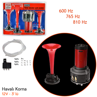 Carub Havalı Korna 12V 3 lü Motorlu BR2751514