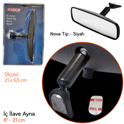 Carub İç Ayna Nova Tip 21 cm Siyah BR0225003