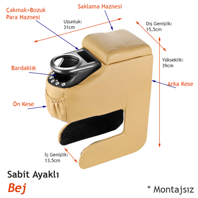 Carub Kolçak Montajsız Bardaklıklı Ayarlı Bej BR4705706
