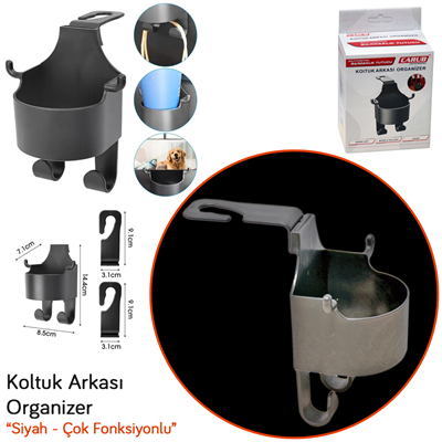 Carub Koltuk Arkası Organizer Siyah (Çok Fonksiyonlu) BR5902263