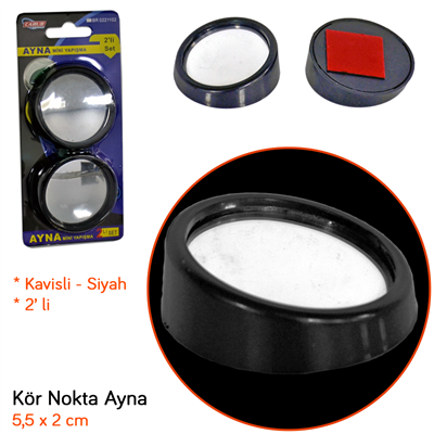 Carub Kör Nokta Ayna Yuvarlak Siyah 2 li 5 cm BR0221002