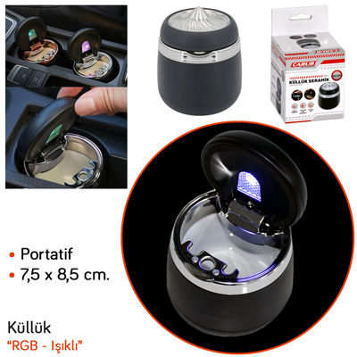 Carub Küllük Portatif Lüx Işıklı Seramik Siyah-Silver BR2944644