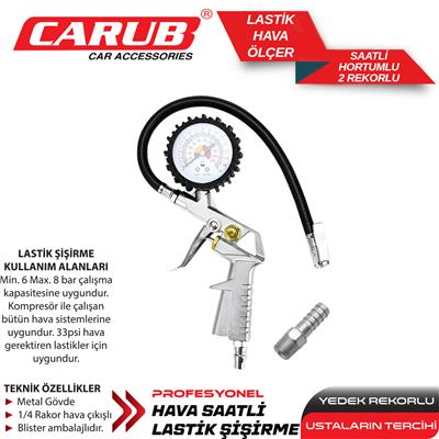 Carub Lastik Hava Ölçme Saatli Hortumlu (2 Rekorlu) BR2450321