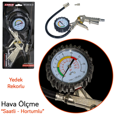 Carub Lastik Hava Ölçme Saatli Hortumlu (2 Rekorlu) BR2450321