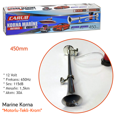 Carub Marine Korna 12V Motorlu Tekli Krom 450 mm BR2751518