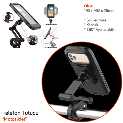 Carub Motosiklet Telefon Tutucu Su Geçirmez BR5901961