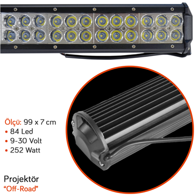 Carub Off-Road Projektör 9-30V 252W 99x7 cm 84 Led BR4203273