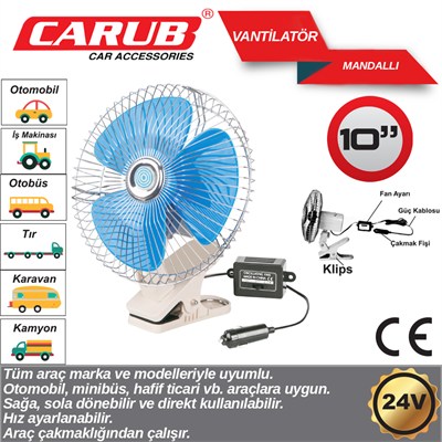 Carub Oto Vantilatör 24V 10 inç Mandallı BR6400402