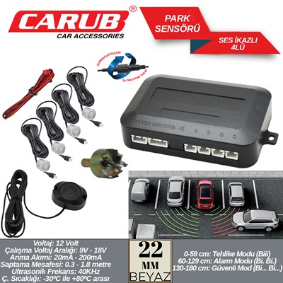 Carub Park Sensörü Ses İkazlı Beyaz 22 mm 4 lü BR0015920