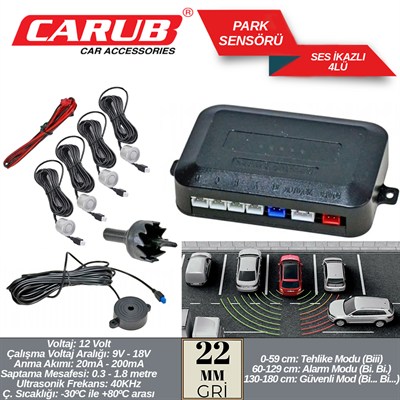 Carub Park Sensörü Ses İkazlı Gri 22 mm 4 lü BR0015921