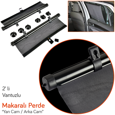 Carub Perde Güneşlik Makaralı Otomatik Siyah 2 li 36x54 cm BR4955702
