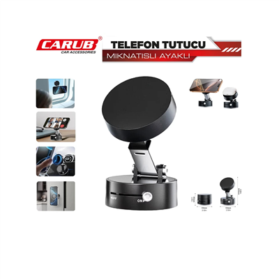 Carub Telefon Tutucu Mıknatıslı Ayaklı Ayarlı Siyah BR5901090