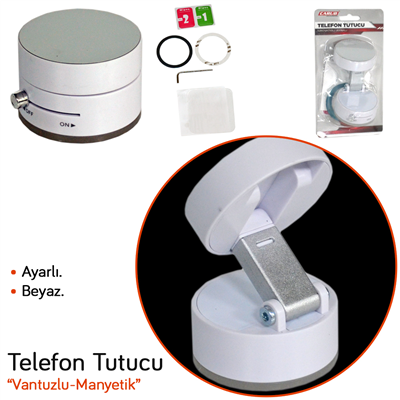 Carub Telefon Tutucu Mıknatıslı Ayaklı Ayarlı Beyaz BR5901089