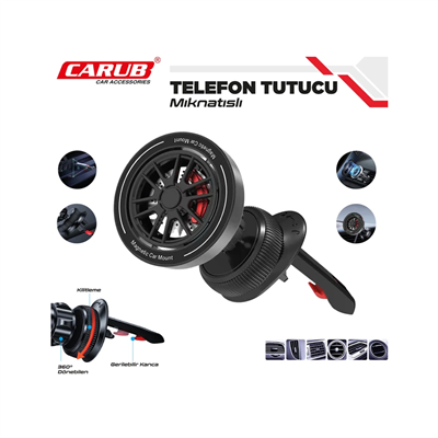 Carub Telefon Tutucu Mıknatıslı Havalandırma Kancalı Dönerli Ayarlı BR5901979