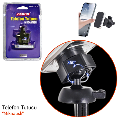 Carub Telefon Tutucu Mıknatıslı Lüx Havalandırma Krom BR5901036