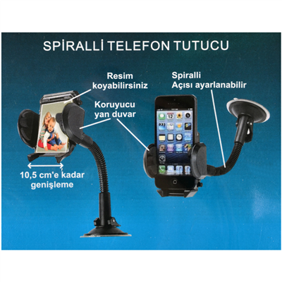 Carub Telefon Tutucu Spiralli Vantuzlu BR5901003