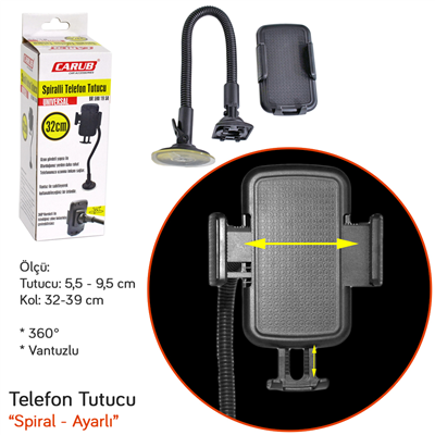 Carub Telefon Tutucu Spiralli Vantuzlu 39 cm BR5901958
