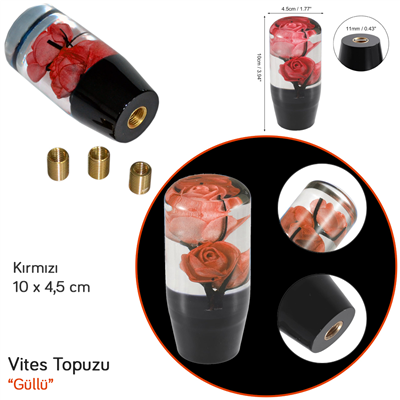 Carub Vites Topuzu Güllü Kırmızı 10 cm BR6219302