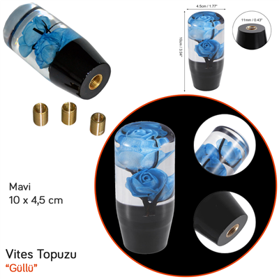 Carub Vites Topuzu Güllü Mavi 10 cm BR6219301