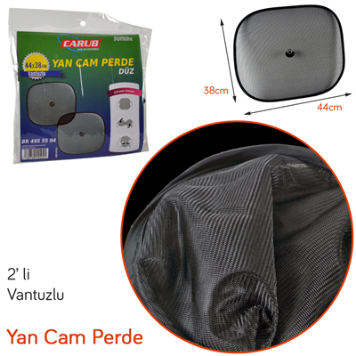 Carub Yan Cam Perde Düz Vantuzlu Siyah 2 li 44x38 cm BR4955504