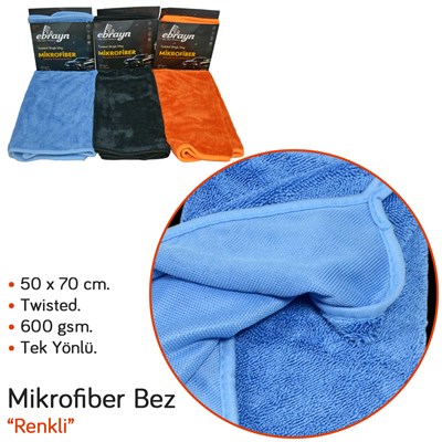 Ebrayn Mikrofiber Bez Twisted Tek Yönlü 600 gsm 50x70 cm Renkli EBR-020