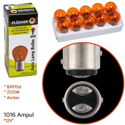 Flösher 12V 1016 Ampul Amber 21/5W BAY15d FLS 5230-AG (10 lu)