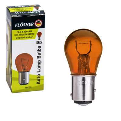 Flösher 12V 1016 Ampul Amber (Orj) Yakın Tırnak 21/5W BAZ15d (7225) FLS 5330-AG (10 lu)