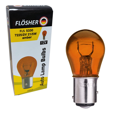 Flösher 12V 1016 Ampul Amber Yakın Tırnak 21/5W BAZ15d (7225) FLS 5330 (10 lu)