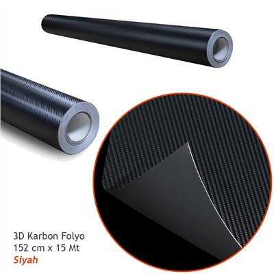 Guard 3D Karbon Kaplama Folyo 152 cm x 15 mt Siyah Hava Kanallı (170 micron)