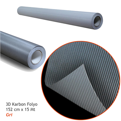 Guard 3D Karbon Kaplama Folyo 152 cm x 15 mt Koyu Gri Hava Kanallı (170 micron)