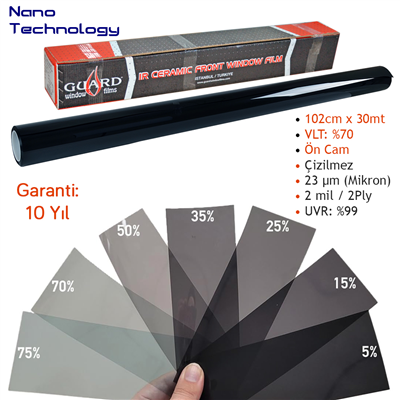 Guard Ceramic 7080 IR Ön Cam Filmi VLT %70 102 cm x 30 Mt (Nano Teknoloji)