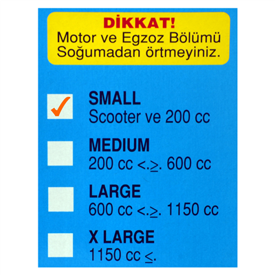 Guard Motosiklet Branda S Beden (Scooter ve 200 cc)