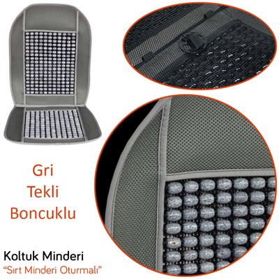 Guard Scarlet Sırt Minderi Oturmalı Ahşap Boncuklu Gri 858.GR
