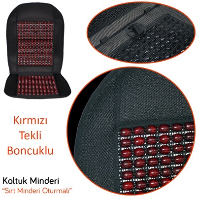 Guard Scarlet Sırt Minderi Oturmalı Ahşap Boncuklu Kırmızı 858.KR