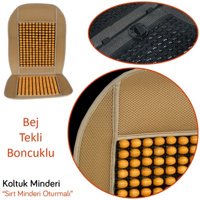 Guard Scarlet Sırt Minderi Oturmalı Ahşap Boncuklu Bej 858.BJ