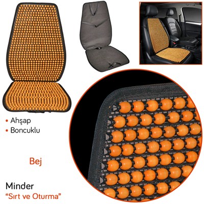 Guard Sırt Minderi Oturmalı Ahşap Boncuklu Bej 697.BJ