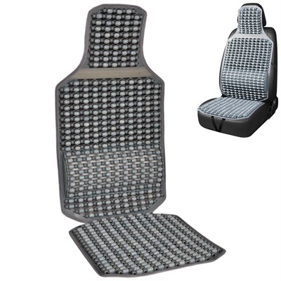 Guard Sırt Minderi Oturmalı Başlıklı Ahşap Boncuklu Gri 775.GR