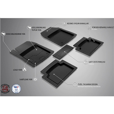 İmage 3D Plus Gri Ekstra Üniversal Havuzlu Paspas Kauçuk