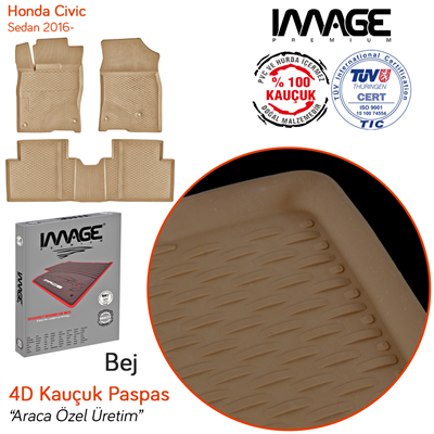 İmage Honda Civic 2016-2021 4D Havuzlu Paspas - BEJ