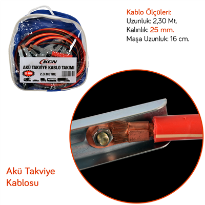 KGN Akü Takviye Kablosu 25 mm 2,3 Mt (800 Amper) 1201002