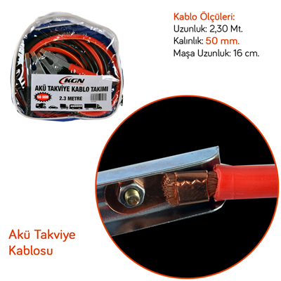 KGN Akü Takviye Kablosu 50 mm 2,3 Mt (2500 Amper) 1201008