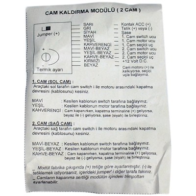 KGN Cam Kaldırma Modülü - 2 Cam 0204002