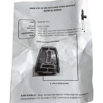 KGN Katlanır Ayna Modülü (Bmw E39-E46) 3301021