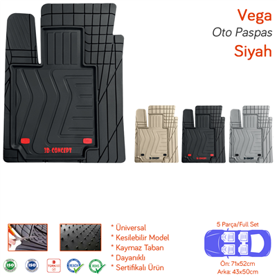 KNK Butik Vega Üniversal Paspas Siyah